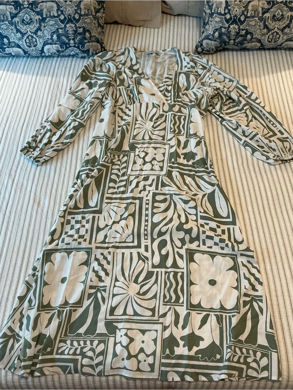Petal & Pup Sage Green and White Printed Maxi Dress - Picture 2 of 9